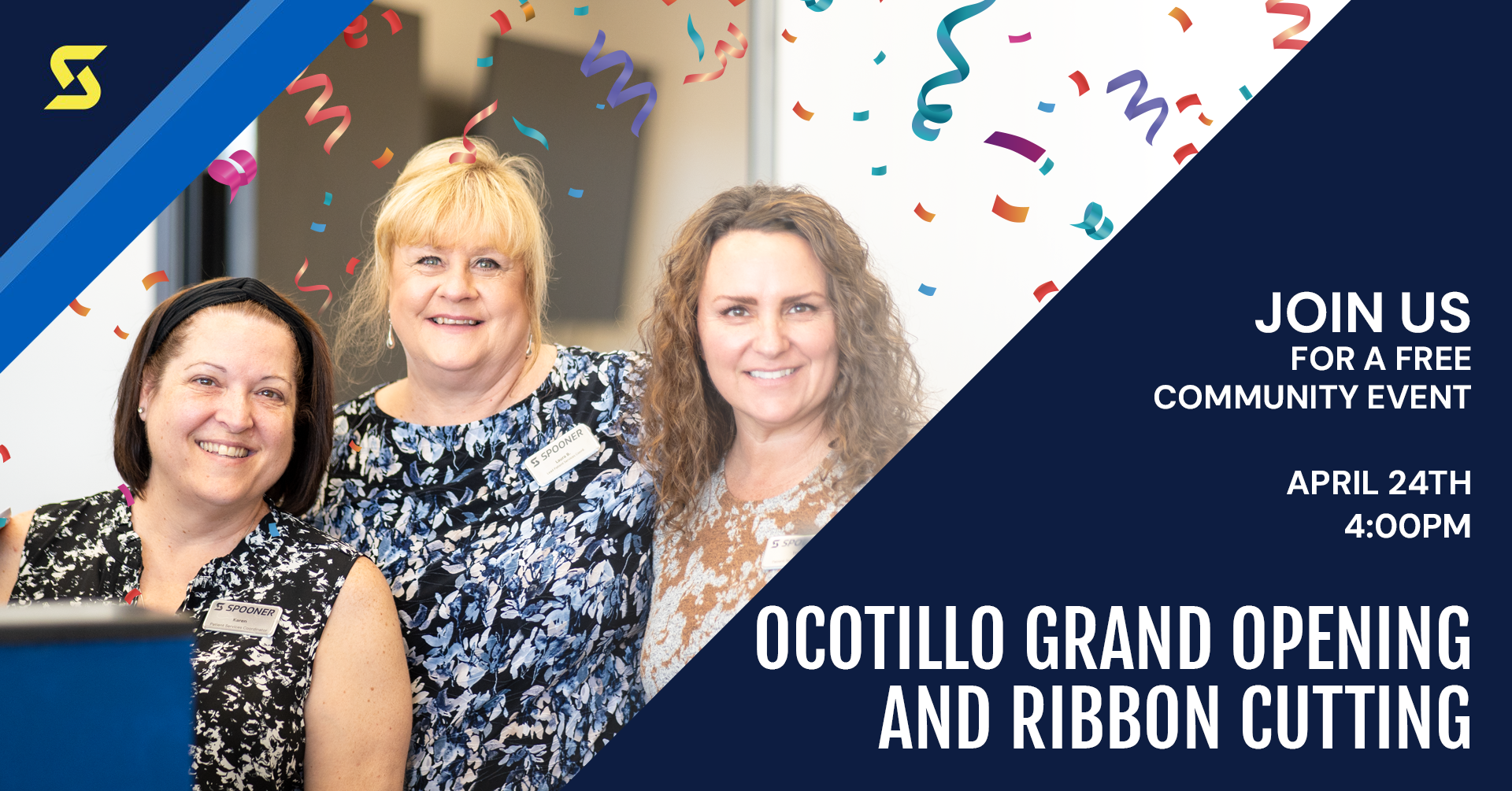 Join us for a free community event, April 24th at 4pm. Ocotillo grand opening and ribbon cutting.